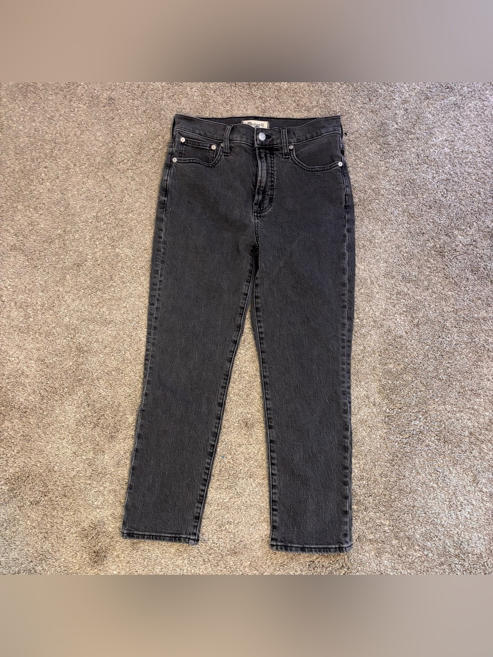Madewell Perfect Vintage Jean Size 26P Washed Black Straight Leg Petite